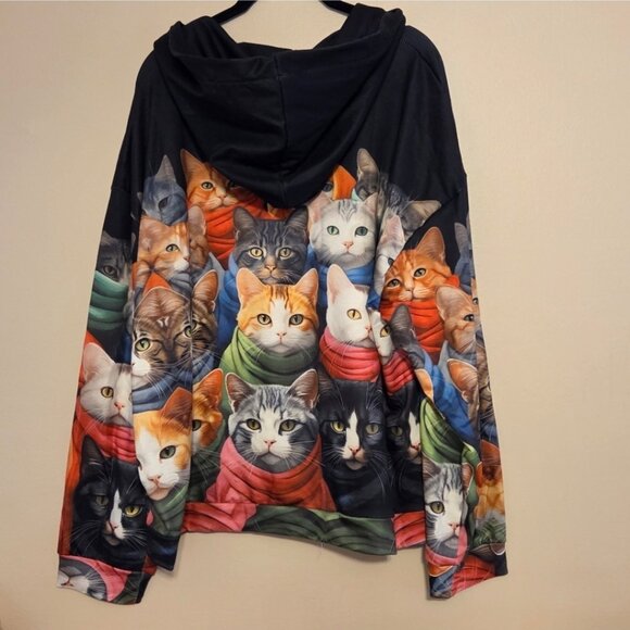 Colorful Cat Print Hoodie - Picture 2 of 4